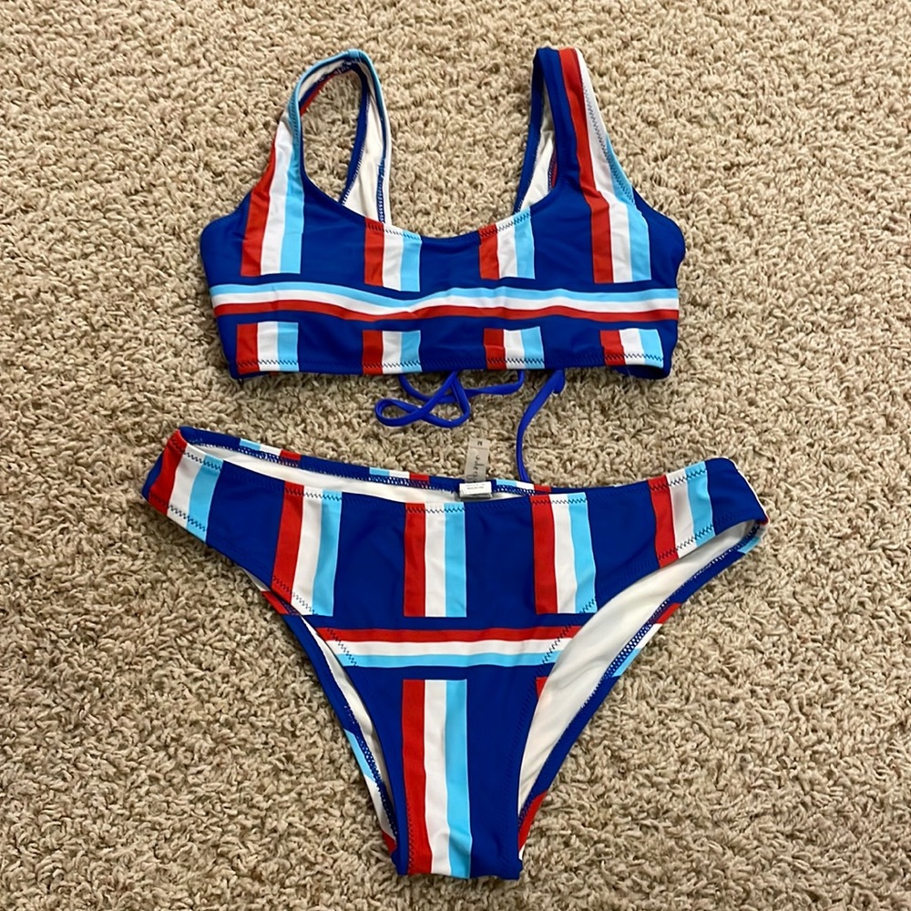 red white and blue cupshe swimsuit set